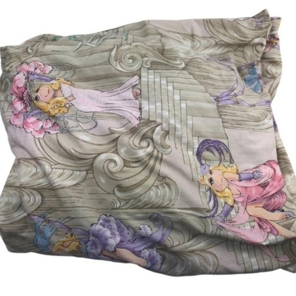Vintage 1980 Muppets Miss Piggy Kermit Martex King Fitted Sheet Percale 80s